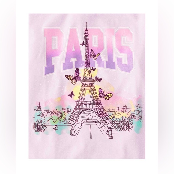 NWT: Girls Paris Graphic Tee- Lilac Haze + Glitter - Picture 2 of 4